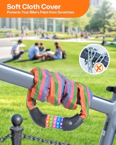 Sportneer Bike Lock: 5 Digit Combination High Security Anti Theft Bike Chain Lock - 3.2/3.6/4ft Heavy Duty Keyless Bicycle Lock for Bike, Motorcycle, Scooter, Door & Gate - 4/6mm Thick, Easy to Use