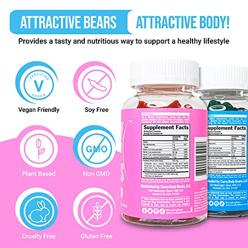 Curvy Body Bears Gummies Combo Pack - Chest and Bum Gummies - Workout Aid - Women’s Support Supplement - Berry Flavored - Essential Herbs - Multivitamins