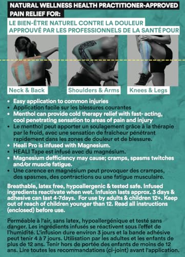 Heali Kinesiology Tape with Magnesium and Menthol, 20 Pcs Precut Strips, K Tape Roll, Knees, Physical Therapy Sports Tape for Muscle and Joint Pain Relief, Water Resistant, Pink Splatter