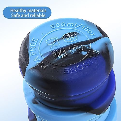 Collapsible Water Bottles Travel water bottle Sports Portable Sport Water Bottle Reusable Water Bottles comes with mountaineering Buckle 500ml silicone Water-proof camping water bottle