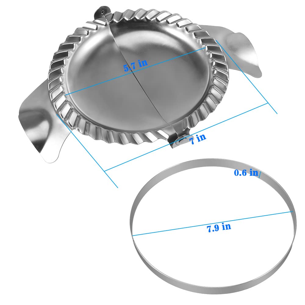 PAMISO Extra Large Empanada Maker - 7 inch Seal with Dough Cutter Circle, Stainless Steel Press, Pastry Tools, Pocket Pie Maker