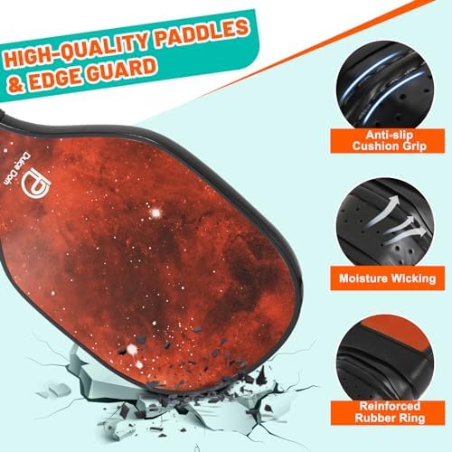 DULCE DOM Pickleball Paddles Set of 2/4 - USAPA Approved, Fiberglass Surface Pickleball Racket with 4 Indoor Outdoor Pickleball Balls and Pickleball Bag, Ideal Training Equipment Gift for Men & Women