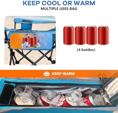 Reclining Camping Chair 4 Position with Foot Rest Comfortable for Adults 265Ibs Folding Lounger Mesh Beach Chair with Cooler Bag and Cup Holder for Outdoor Patio