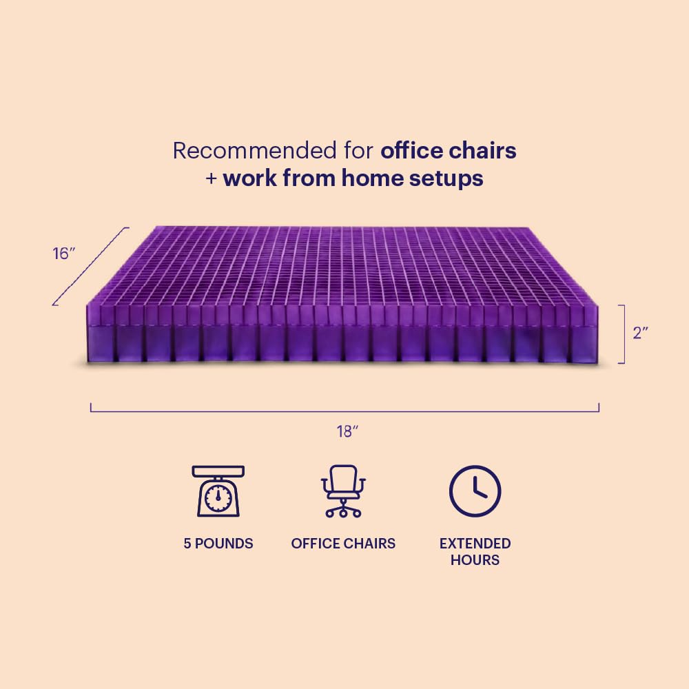 Purple Double Seat Cushion | Pressure Reducing Grid Designed for Ultimate Comfort | Designed for Office Chairs | Made in The USA