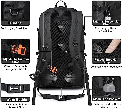 Hiking Backpack, 30L/40L/50L Expandable Hiking Backpack for Men and Women, Travel Backpack Flight Approved