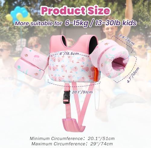HeySplash Toddler Swim Vest, Toddler Floaties Fit 13-30 Lbs, Puddle Kids Jumper with Adjustable Strap, Pool Float Jacket Arm Floaties Baby Floatie Water Wing, Pool Sea Swimming Aid