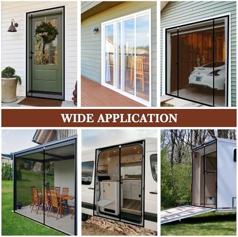 Yotache Custom Magnetic Screen Door, Upgraded Polyester Mesh Double Door Screen Curtain for Balcony, French, Sliding Glass Door