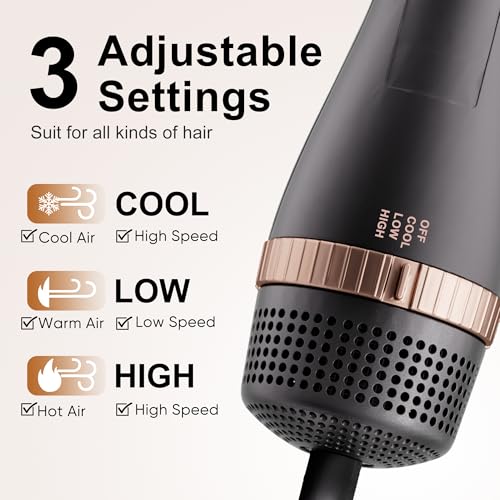 Hair Dryer Brush Set, DAILYLIFE Blow Dryer Brush with 5 Attachments, Multi Hair Styler for Salon Blowouts, Volumizing, and Straightening, Ionic Function, Frizz Free, with Glove