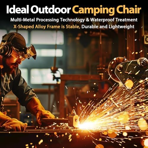 QUYUAN Heated Camping Chair with 20,000 mAh Battery, Fully Padded Heated Camp Chairs, Loog-Lasting for 500 Mins, Heavy Duty Folding Chairs Supports 500 lbs for Camping, Outdoor Sports, Picnics, Beach