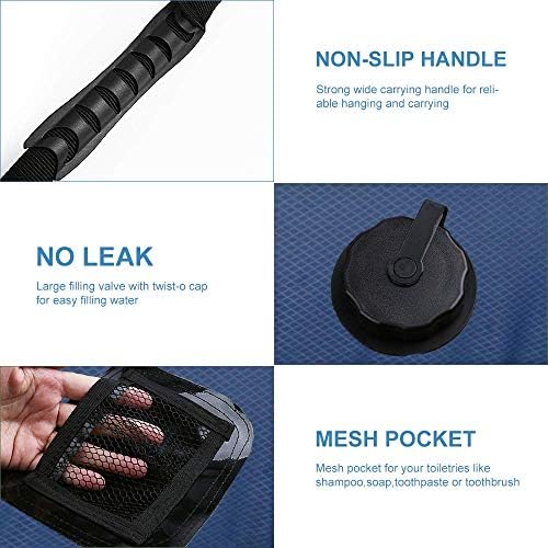 Solar Shower Bag | 5 Gal/20L Solar Heating Camping Shower Bag | Removable Hose | On-Off Switchable Shower Head | Ducha Portatil | Traveling Shower | Portable Shower for Beach Swimming, Hiking