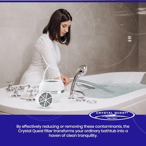 Crystal Quest Bath Ball & Replacement Filter Cartridge Bundle - Water Filter System-Reduce Contaminants for Softer &Smoother Skin-Effortless & Quick Installation| Bundle and Save (White)