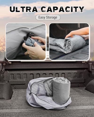 Tailgate Extendable Truck Bed Mattress with Built-in Pump, Heavy-Duty, Truck Bed Air Mattress for 5.5-5.8ft Full Size, Easy Setup, Large Carry Bag, Leak-Resistant Truck Mattress for Camping