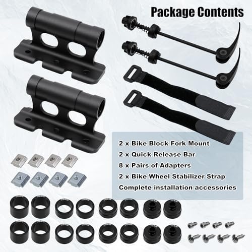 RYANSTAR RACING 2Pack Bicycle Rack Mount Front Fork Mount Bracket with Quick Release Alloy Fork Block Mounts Compatible with Most Mountain Bikes Road Bicycles E Bikes