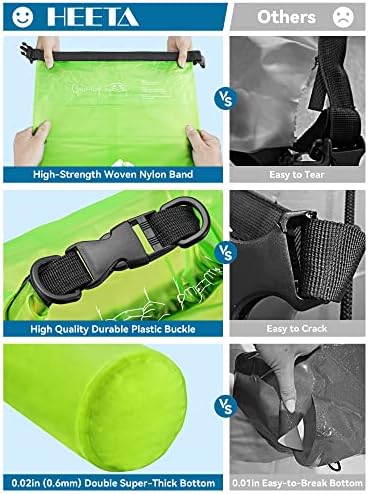 HEETA Dry Bag Waterproof for Women Men, 5L/10L/20L/30L/40L Roll Top Lightweight Dry Storage Bag Backpack with Phone Case for Travel, Swimming, Boating, Kayaking, Camping & Beach, 11 Transparent Colors
