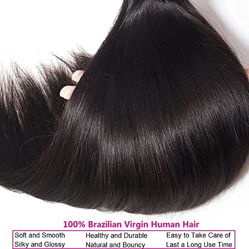 10A Brazilian Straight Human Hair Bundles 18 20 22 Inch 100% Unprocessed Virgin Straight Weave 3 Bundles Deals Human Hair