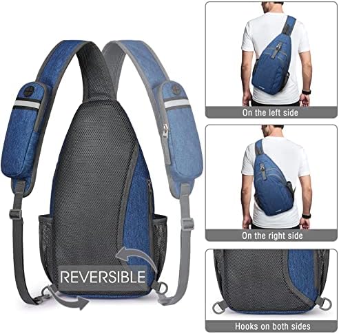 G4Free Sling Bag RFID Blocking Sling Backpack Crossbody Chest Bag Daypack for Hiking Travel(Dark Blue)