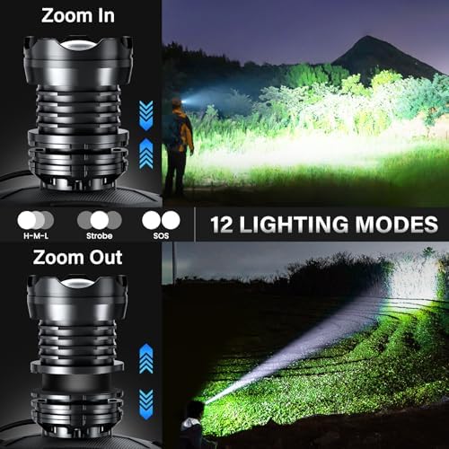 FARTIX Rechargeable LED Headlamp 2980 High Lumens, 12 Modes Zoomable Head Lamp, 95 Hours Long Battery Life & 125ยฐ Adjustable & IPX7 Waterproof Super Bright Head Light for Outdoor, Camping, Hard Hat