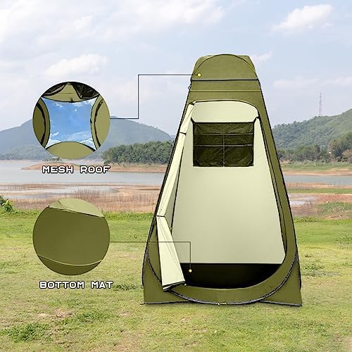 BRIAN & DANY Pop Up Shower Tent, Portable Privacy Camping Changing Tent, Camp Toilet Bathroom Pod with Rain Shelter & Windows, UPF 50+ & Waterproof, 47.2" x 47.2" x 74.8"