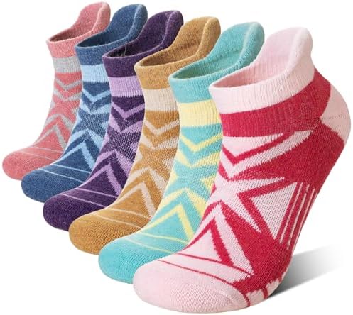Eyean Merino Wool Ankle Running Socks Men Women Hiking Thick Half Cushioned Support No Show Socks 6 Pairs