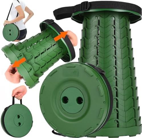 Fishboy Upgraded Collapsible Stool, 400lbs Max Weight, Lightweight But Sturdy, Portable Retractable Folding Telescoping Foldable Camping Stool for Adults Outdoor Fishing Hiking Gardening Travel BBQ