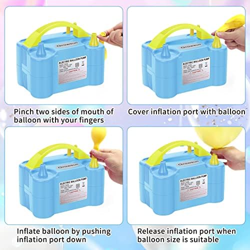 Growsun Electric Balloon Pump Air Inflator Portable Automatic Dual Nozzle Balloon Blower 110V 600W for Birthday Baby Shower Balloons Party Decorations