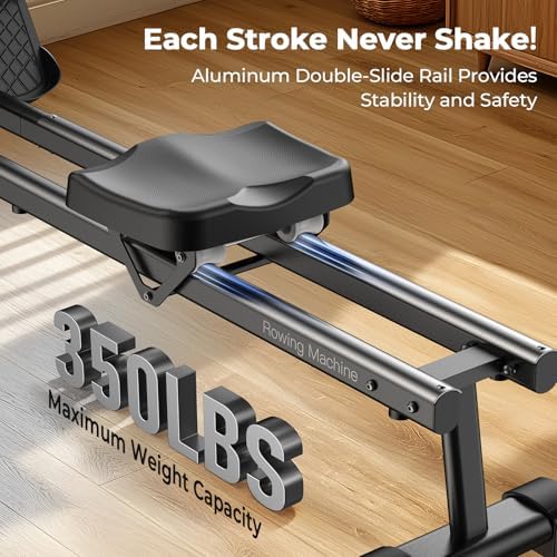 YOSUDA Magnetic/Water Rowing Machine 350 LB Weight Capacity - Foldable Rower for Home Use with Bluetooth, App Supported, Tablet Holder and Comfortable Seat Cushion