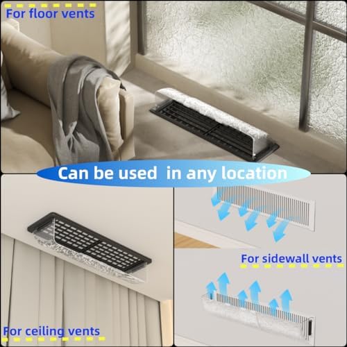 9”-15.5” Adjustable Magnetic Air Deflector with Unique Surface for Sidewall, Ceiling Registers and Vents (4 Pack)