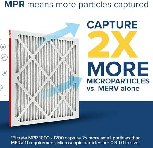 Filtrete 12x24x1 AC Furnace Air Filter, MERV 11, MPR 1000, Micro Allergen Defense, 3-Month Pleated 1-Inch Electrostatic Air Cleaning Filter, 2 Pack (Actual Size 11.719x23.72x0.85 in)