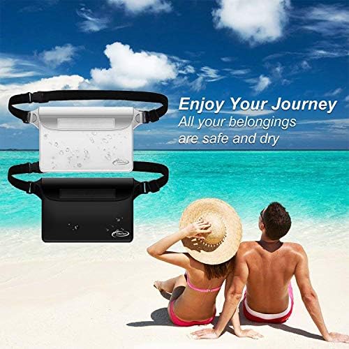 AiRunTech Waterproof Pouch with Waist Strap (2 Pack) | Beach Accessories Best Way to Keep Your Phone and Valuables Safe and Dry | Perfect for Boating Swimming Snorkeling Kayaking Beach Pool Water Park