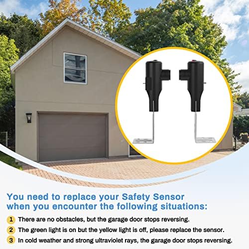 Garage Door Sensors for Genie/Overhead, Garage Door Sensor GSTB-R STB-BL Compatible with Genie/Overhead Garage Door Opener Made After 1993, Item Includes Two Sensors (Receiving&Sending)