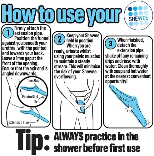 SHEWEE Extreme Female Urinal – UK Made Reusable Pee Funnel, Travel Essential Camping Accessories Festival Essential, Stand to Pee Female Urination Device