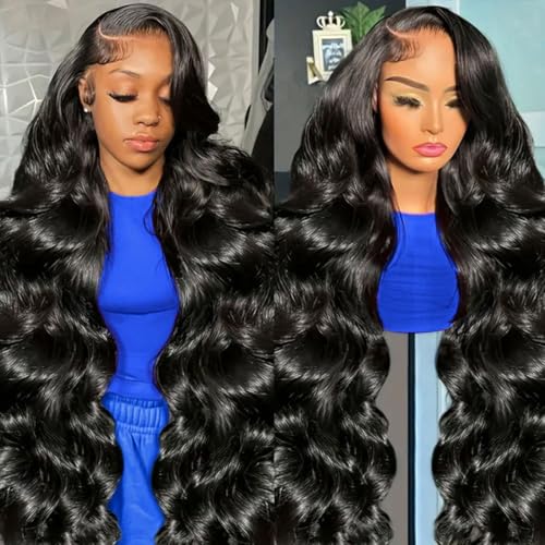 30 Inch Body Wave Lace Front Wigs Human Hair 200% Density, 13x4 HD Transparent Lace Frontal Wigs Human Hair Glueless Brazilian Virgin Wig for Women Pre Plucked Bleached Knots with Baby Hair
