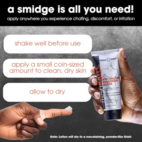 Fresh BALLS Lotion (4 Pack) | Anti-Chafing Men's Soothing Cream to Powder Balls Deodorant and Hygiene for Groin Area, 3.4 fl oz