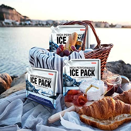 Reusable Ice Packs for Coolers Long Lasting Gel Freezer Packs for Cooler Bag Backpacks, Lunch Box, Cooler Bag, Keeps Food Cold Fresh (Set of 5)