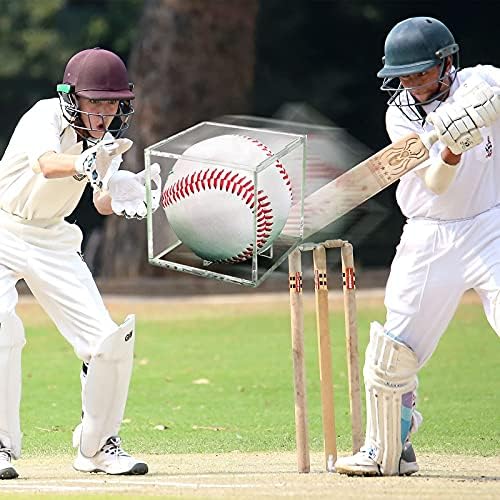 4 Pack Baseball Display Case UV Protected Acrylic Clear Baseball Holder Square Cube Ball Protector Memorabilia Autograph Display Box for Official Size Baseball, Clear