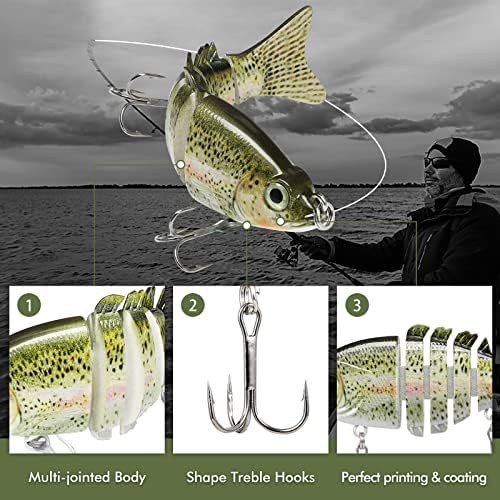 TRUSCEND Swimmax for Saltwater and Freshwater, Realistic Fishing Lures for Bass Trout Crappie Walleye Pike Bluegill Salmon, Swimbait for Bass Fishing, Amazing Fishing Gear Gifts for Family Fishing
