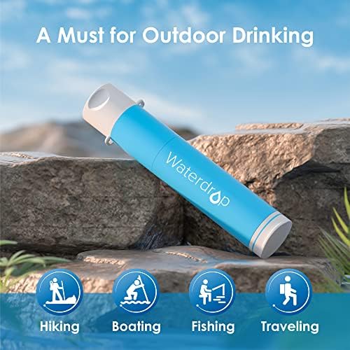 Waterdrop Gravity Water Filter Straw, Camping Water Filtration System, Water Purifier Survival for Travel, Backpacking and Emergency Preparedness, 1.5 gal Bag, 0.1 Micron, 5 Stage Filtration, Blue