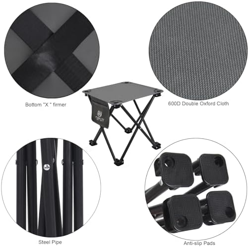Opliy Camping Stool, Folding Small Chair Portable Camp Stool for Camping Fishing Hiking Gardening and Beach, Camping Seat with Carry Bag (Gray)