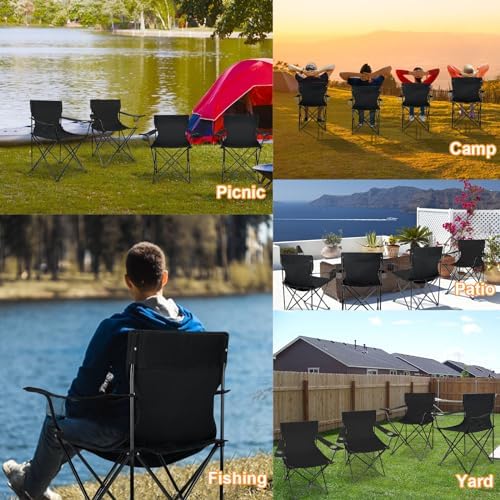 HaSteeL Camping Chairs 4 Pack, Oversized Folding Chair with Cup Holders for Adults, Portable Chair & Carry Bag for Outdoor Backyard, Beach, Lawn, Patio, Picnic, Fishing, Oxford Fabric & Heavy Duty