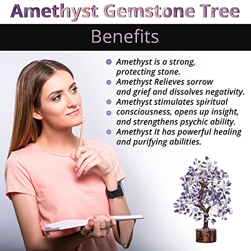 ANAYA AGATE Amethyst Crystal Tree of Life - Handmade Healing Bonsai Purple Tree for Home and Office Decor, Positive Energy and Good Luck, Ideal for Christmas Decor and Birthday Gifts for Women, Men