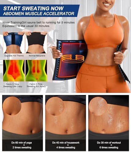 TrainingGirl Waist Trainer for Women Lower Belly Waist Trimmer Corset Tummy Wrap Workout Sweat Belt Band Sports Sauna Suit