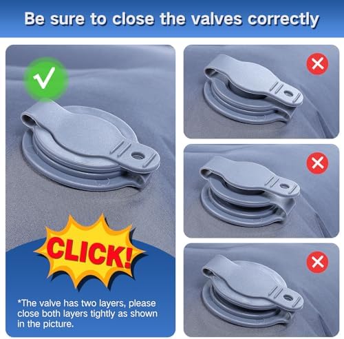 Double Sleeping Pad Camping, Self Inflating 6'' Extra-Thick 2 Person Pillow Built-in Foot Pump Waterproof Inflatable Sleeping Mat Backpacking, Tent, Hiking, Portable Camping Pad (Navy Grey)