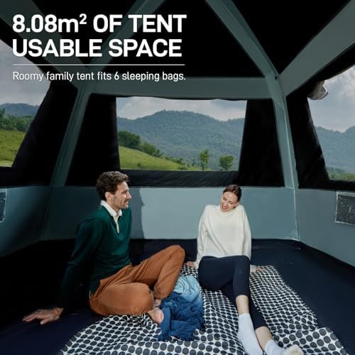 EVER ADVANCED 6 Person Blackout Camping Tent Instant Cabin Tents for Family with Rainfly, 60s Easy Setup, Water-Resistant Orange