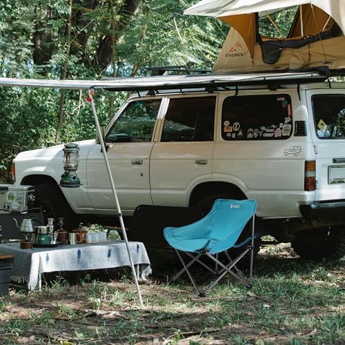 VILLEY Camping Chair Beach Folding Chair, Outdoor Lawn Portable Lightweight Chair, Foldable Chair with Carry Bag, for Outside Hiking, Fishing, Travel, Beach and Sports, Blue