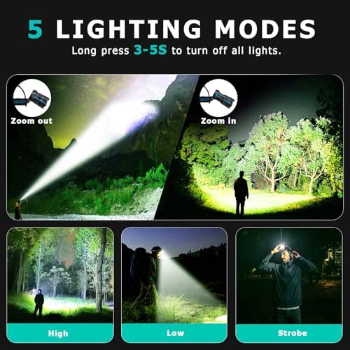 LED Headlamp Rechargeable, 2000 Lumens Super Bright Head Lamp with Motion Sensor, 5 Modes & 120°Adjustable & IPX7 Waterproof USB Rechargeable Headlight for Outdoor Camping, Running, Cycling, Climbing