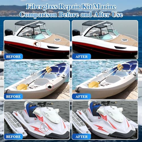 Marine Fiberglass Repair Kit (Color Match), 3.5oz/100g Gel Coat Repair Kit for Boats, Fiberglass Repair Fix Holes, Chips, Deep Cracks, Ceramic, Porcelain Fiberglass Filler