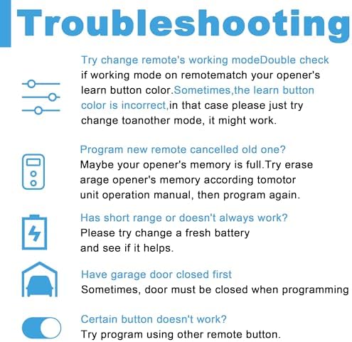 2 Garage Door Opener Remote, for Lift Master Chamberlain Craftsman Garage Door Opener Remote 893LM 893Max 891LM 971LM 973LM 371LM 373LM, Red Orange Green Yellow Purple Learn Button Garage Door Remote