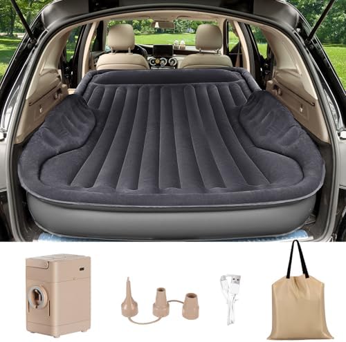 Self-Inflating SUV Air Mattress with Built in Electric Pump,car air Mattress with Pillow for Trunk,Portable car Mattress for Travle and Camping, Black