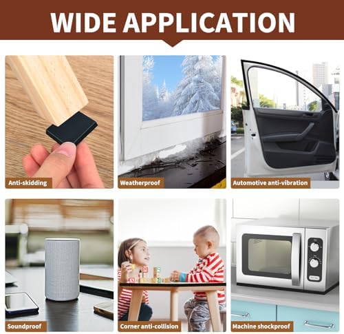 Yotache Weather Stripping 2 Rolls 1" W X 1/8" T (New Adhesive Craft), Neoprene Foam Weatherstrip Tape for Automotive, 33 Ft Length (2 X 16.5 Ft Each)