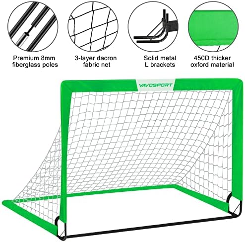 Kids Soccer Goals for Backyard Set - 2 of 4' x 3' Portable Soccer Goal Training Equipment, Pop Up Toddler Soccer Net with Soccer Ball, Soccer Set for Kids and Youth Games, Sports